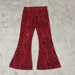 Run & Fly Corduroy Bell Bottoms Pants 70s Mens 30 Short Red Black Boho Cotton